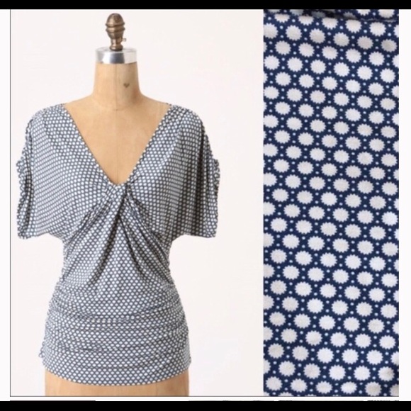 Anthropologie Tops - Anthropologie Weston Wear Dot Ruched SS Top Sz M